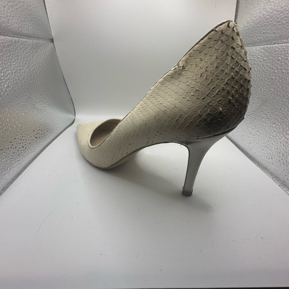 WHBM Ella Snake Embossed D’Orsay Pumps, Vanilla - Picture 10 of 13